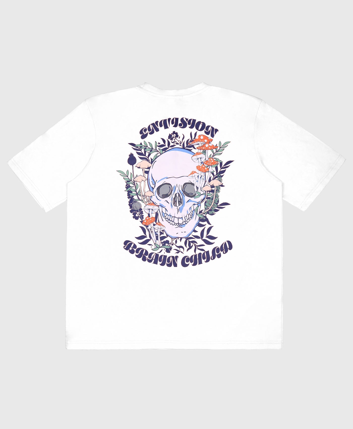 Short Sleeve T-shirt In White With Mushroom Skull Print