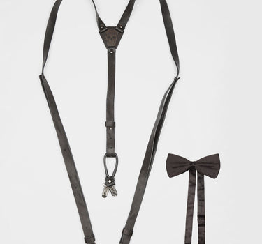 Skull Leather Brace And Bow Tie