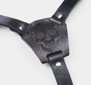 Skull Leather Brace And Bow Tie