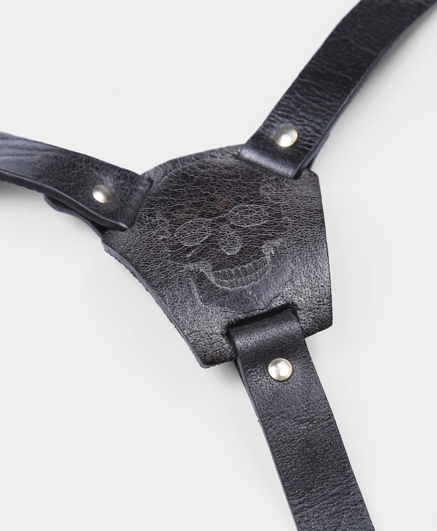 Skull Leather Brace And Bow Tie