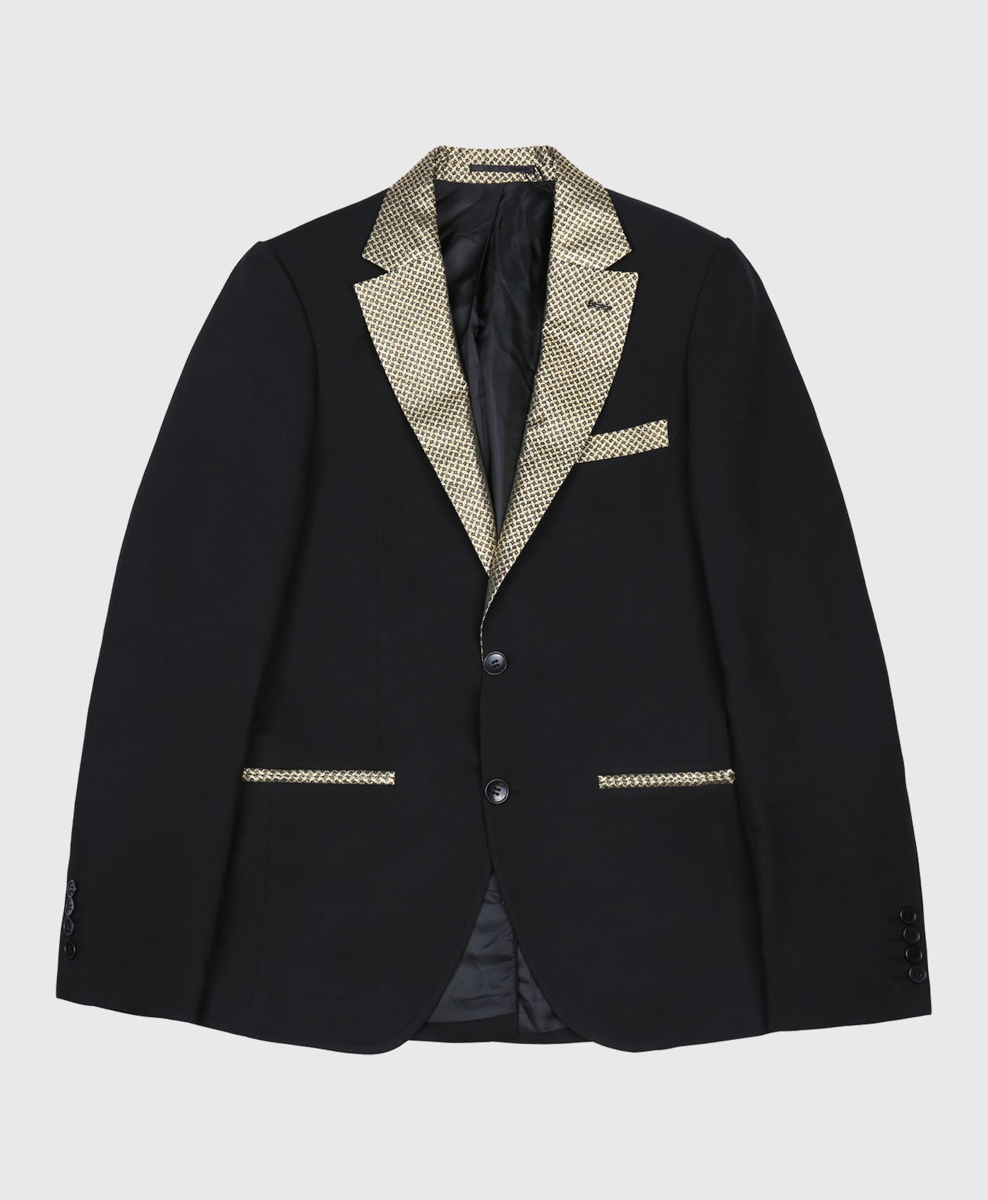 Suit Jacket In Black With Gold Contrast Lapels
