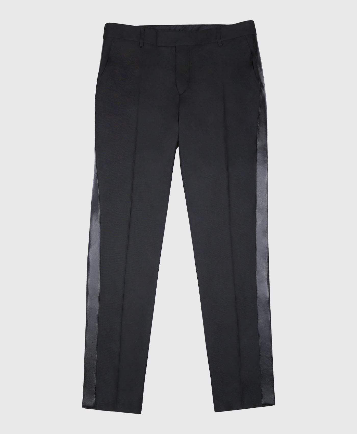 Suit Trouser In Black With Faux Leather Panel