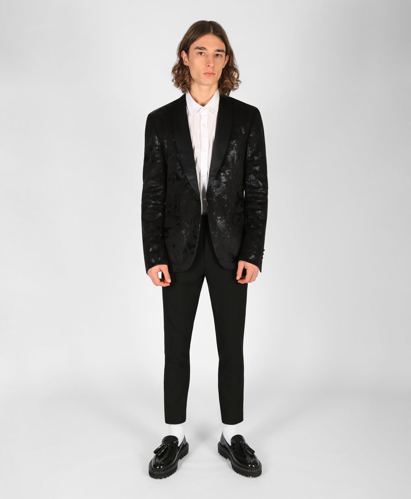 Velvet Flocking Skinny Blazer