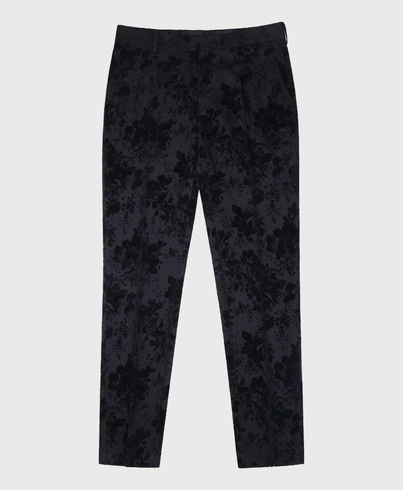 Velvet Rose Print Suit Trouser In Black