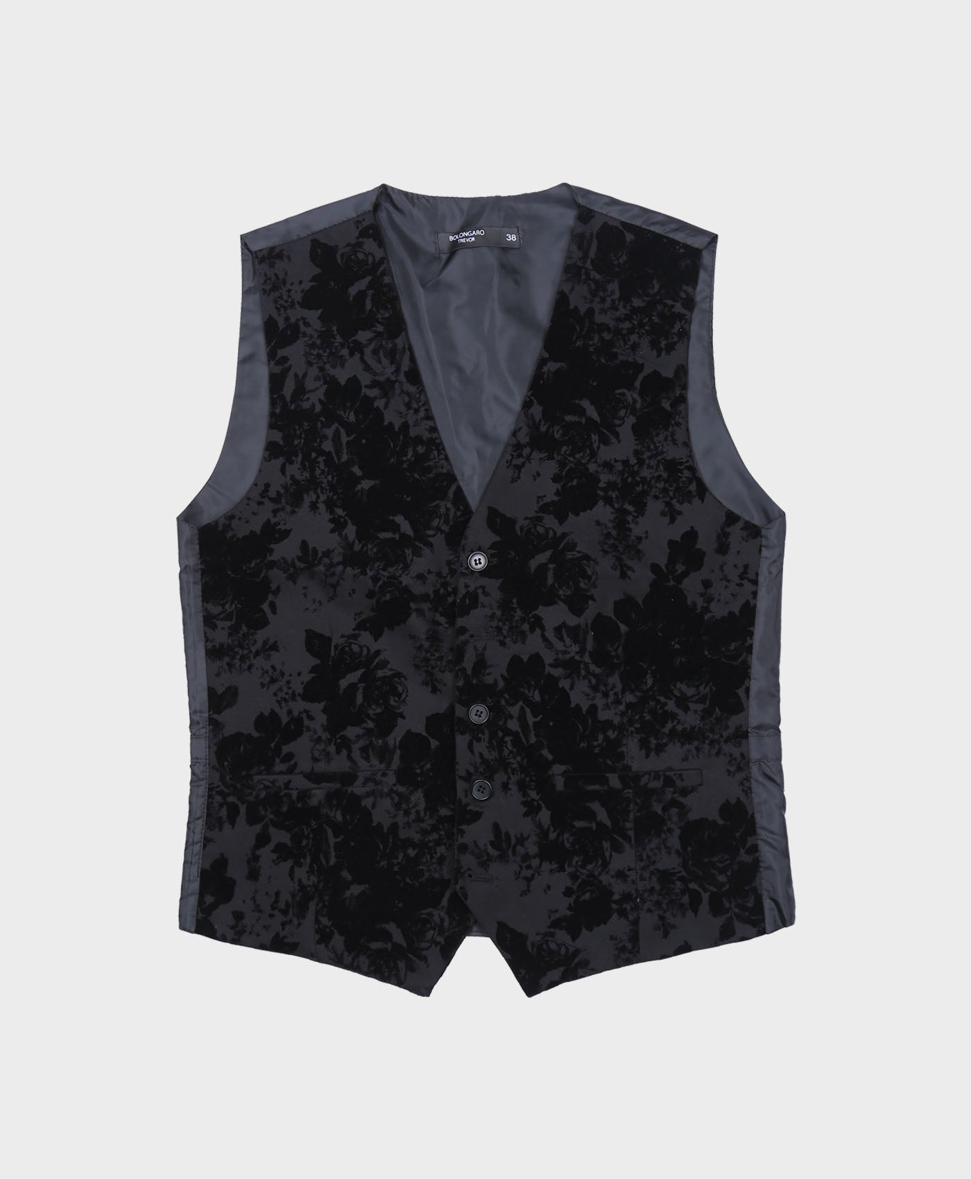 Velvet Rose Print Suit Waistcoat In Black