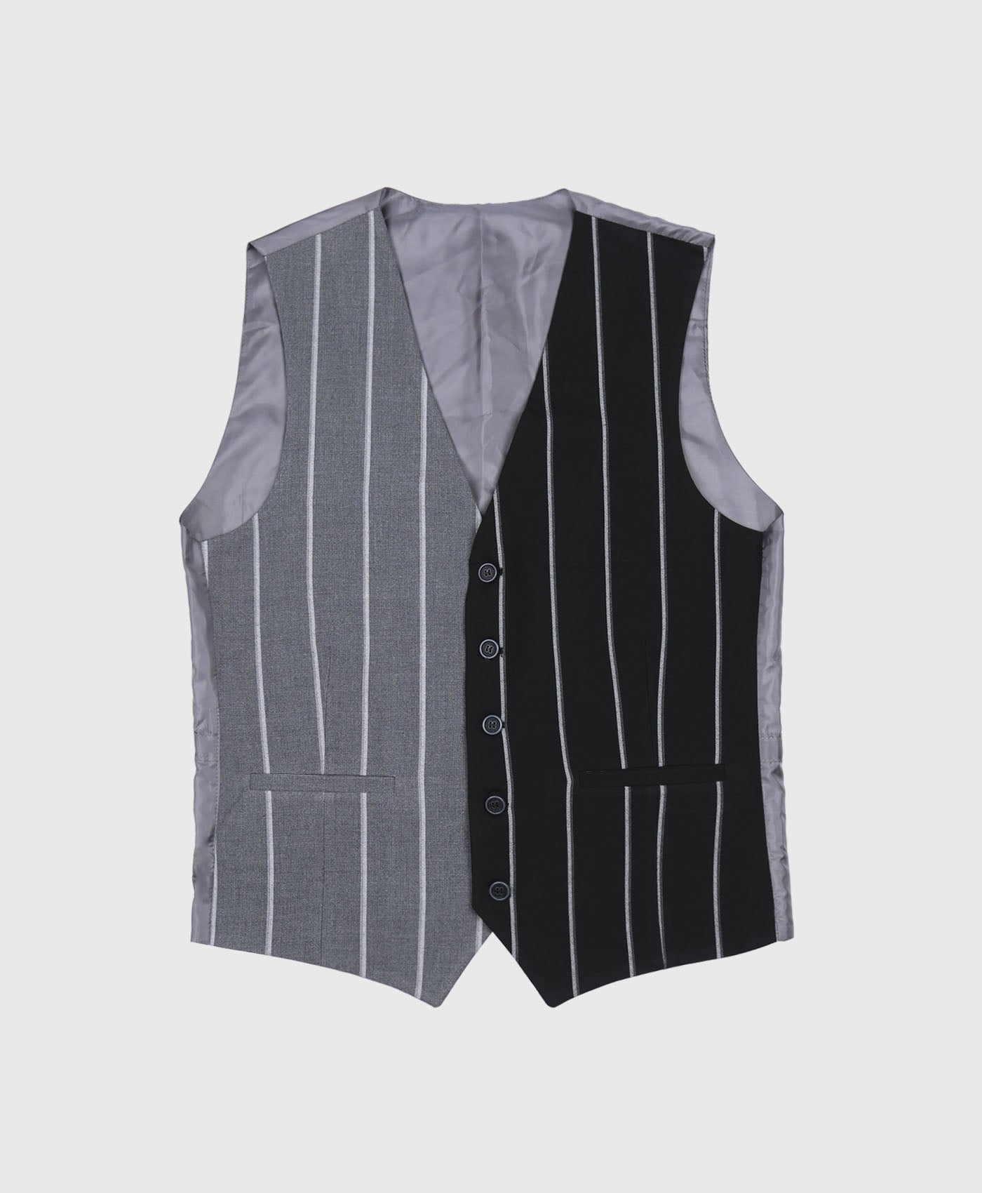 Waistcoat In Stripe With Contrast Panels