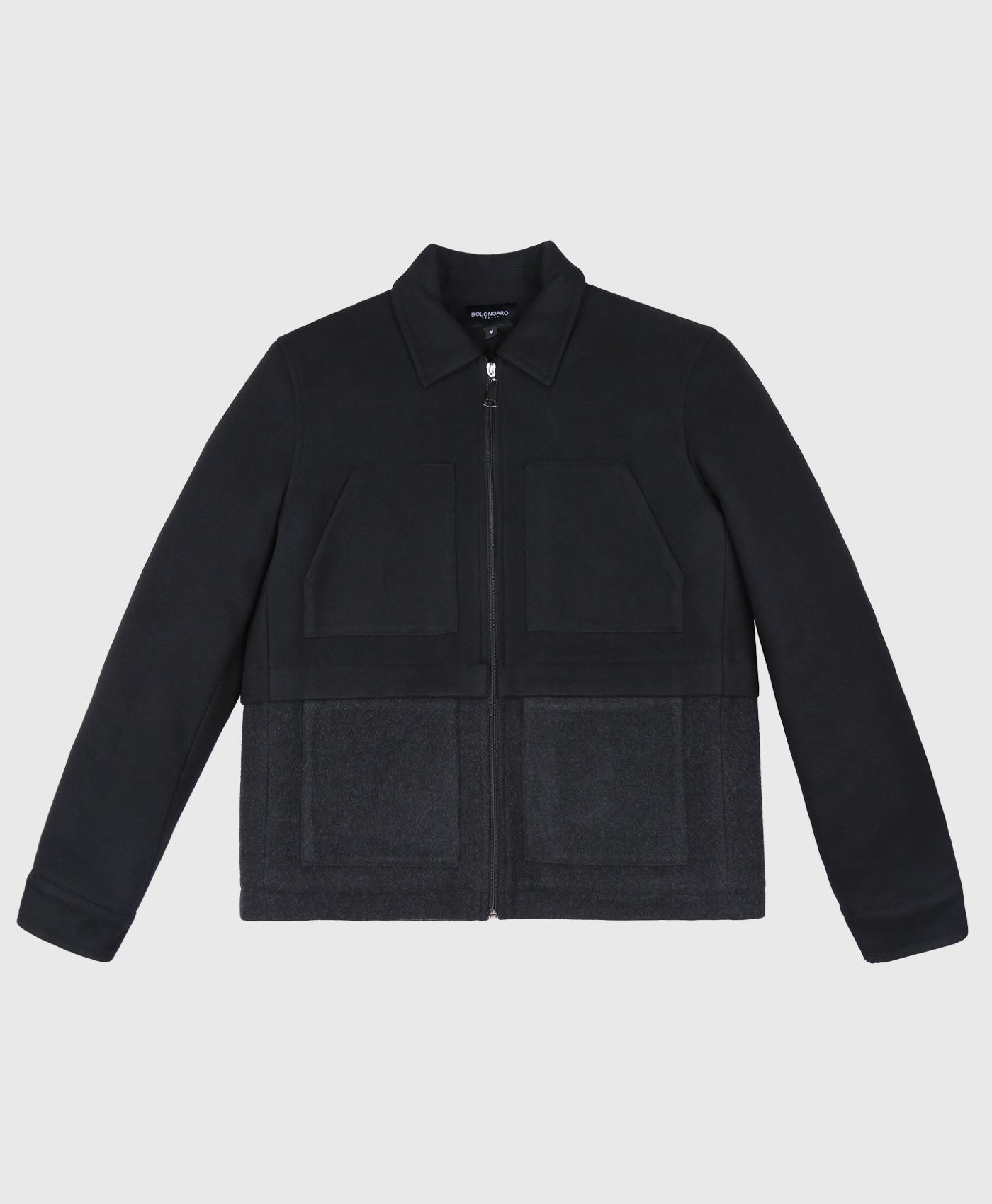 Zip Through Collared Jacket In Black